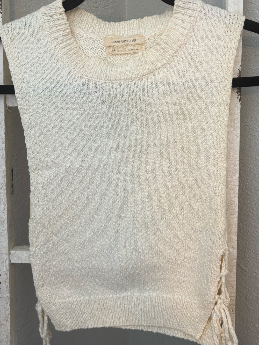 Urban Outfitters Ivory Sleeveless Knit Tank with Side Ties size small